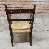 Vintage armchair in ash and cane