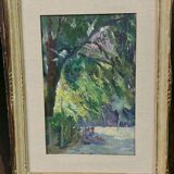 Oil painting on panel early 1900 landscape impressionist frame