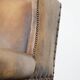 Luxury and large cowhide leather wingback chair in English style