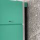Vintage painted wardrobe in white and green wood, 1950s, original lock.
