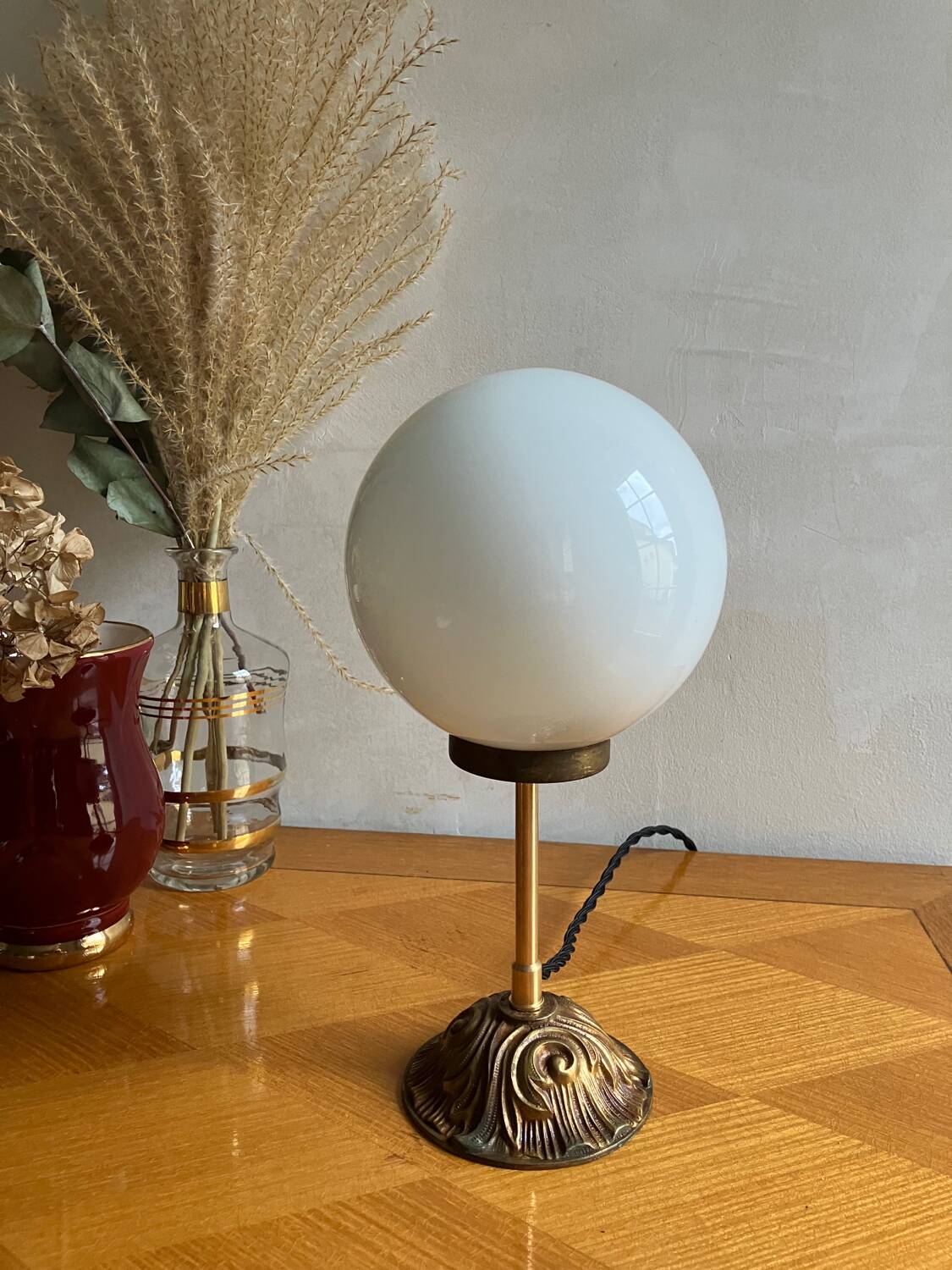 Vintage glass globe table lamp