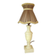 Varnished alabaster lamp, new fabric cable, mesh lampshade