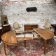 Oval table half moon walnut stamped period directoire xviii th century