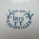 Badonviller Flat Round Dish, Blue Iris, Art Nouveau