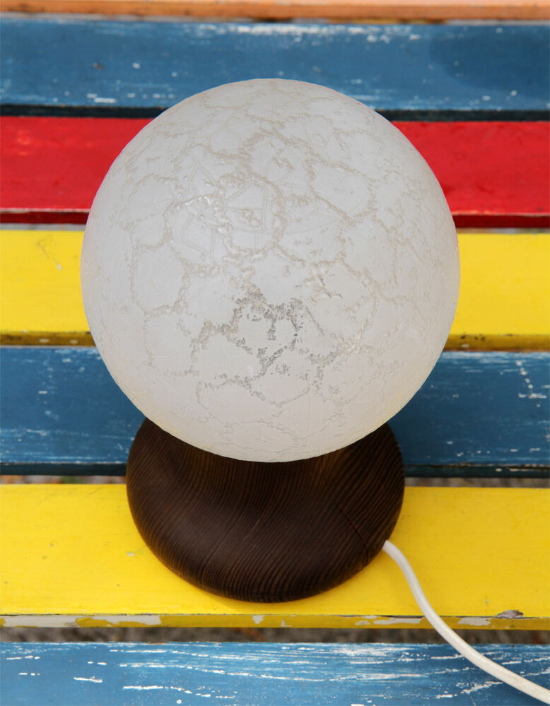 Vintage wooden and glass lamp 1970