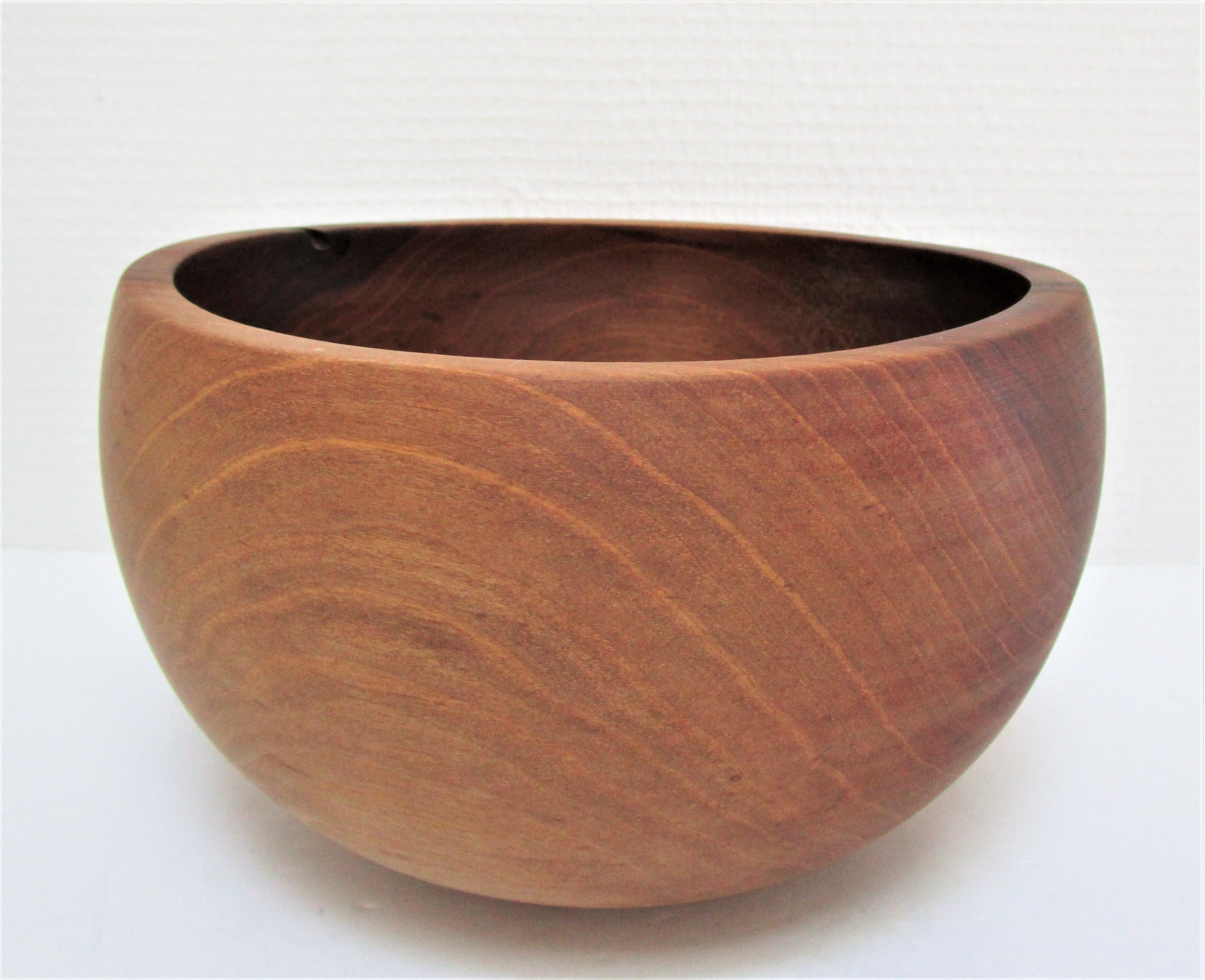 Three bowls solid wood turned patinated vintage