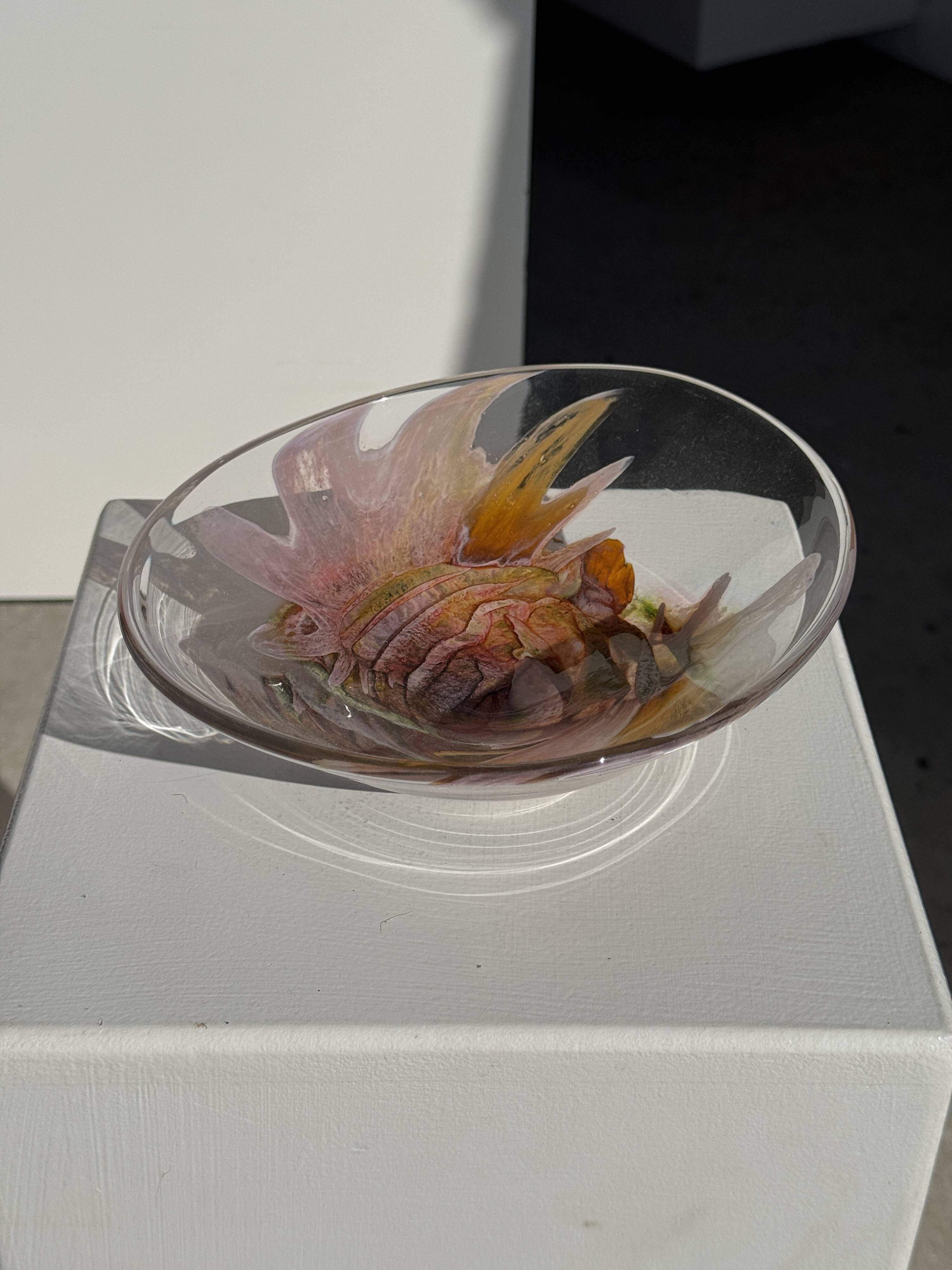 Contemporary pink blown glass bowl Carlos Vieira D21