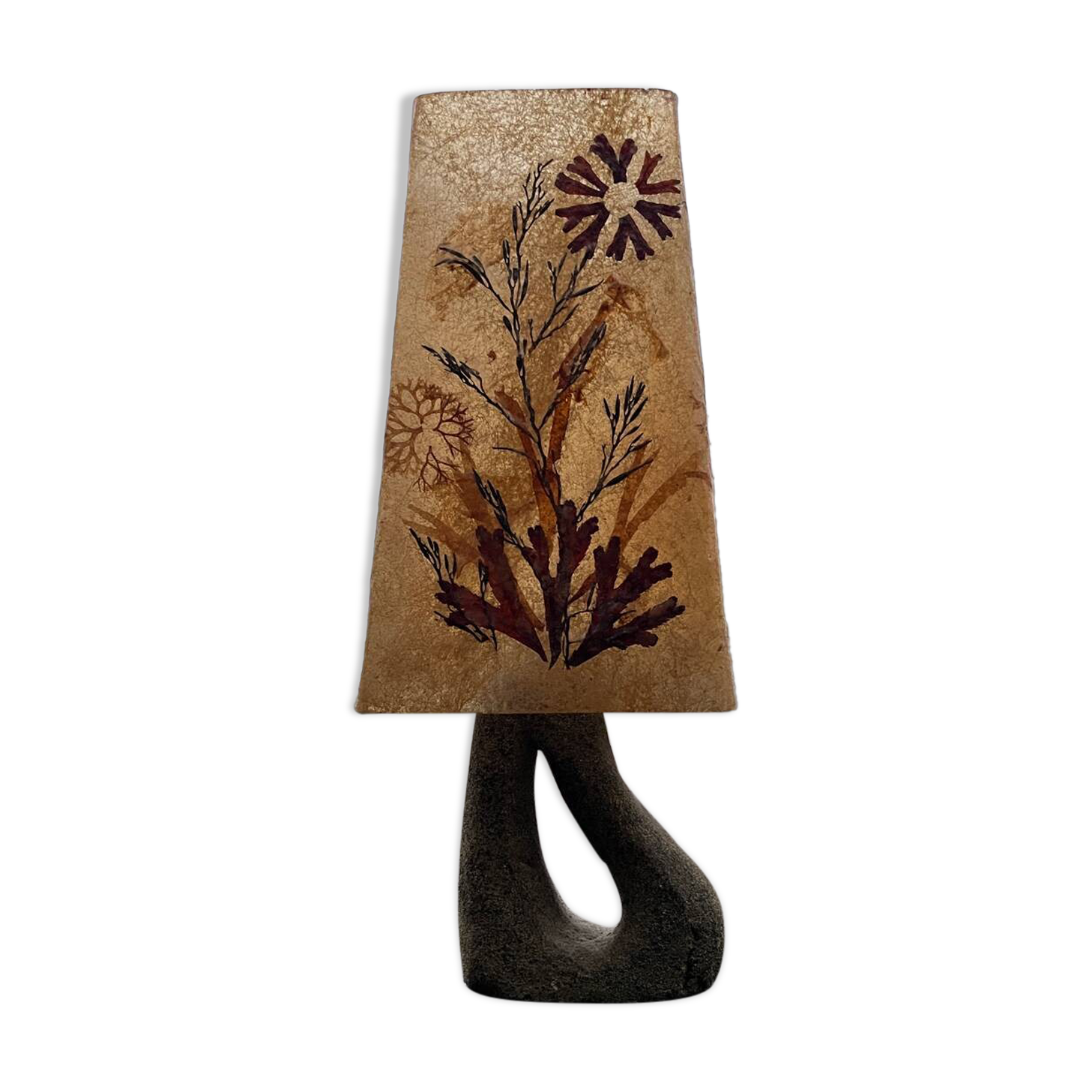Vintage ceramic lamp Accolay resin lampshade herbarium