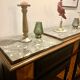 Art deco sideboard in carved oak diamond point, gray marble top