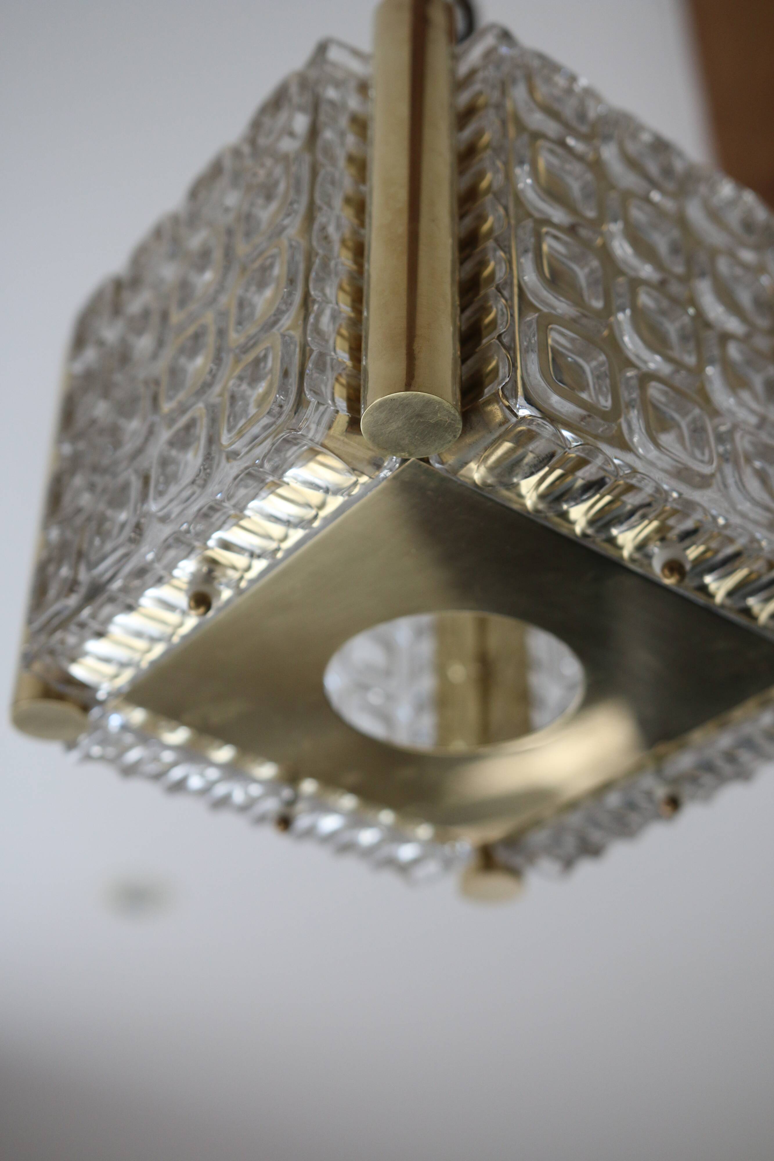 Vintage brass glass chandelier