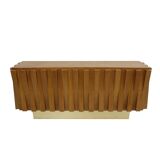 Contemporary Italian Dry Bar Made of Wood and Brass in Brutalist Style