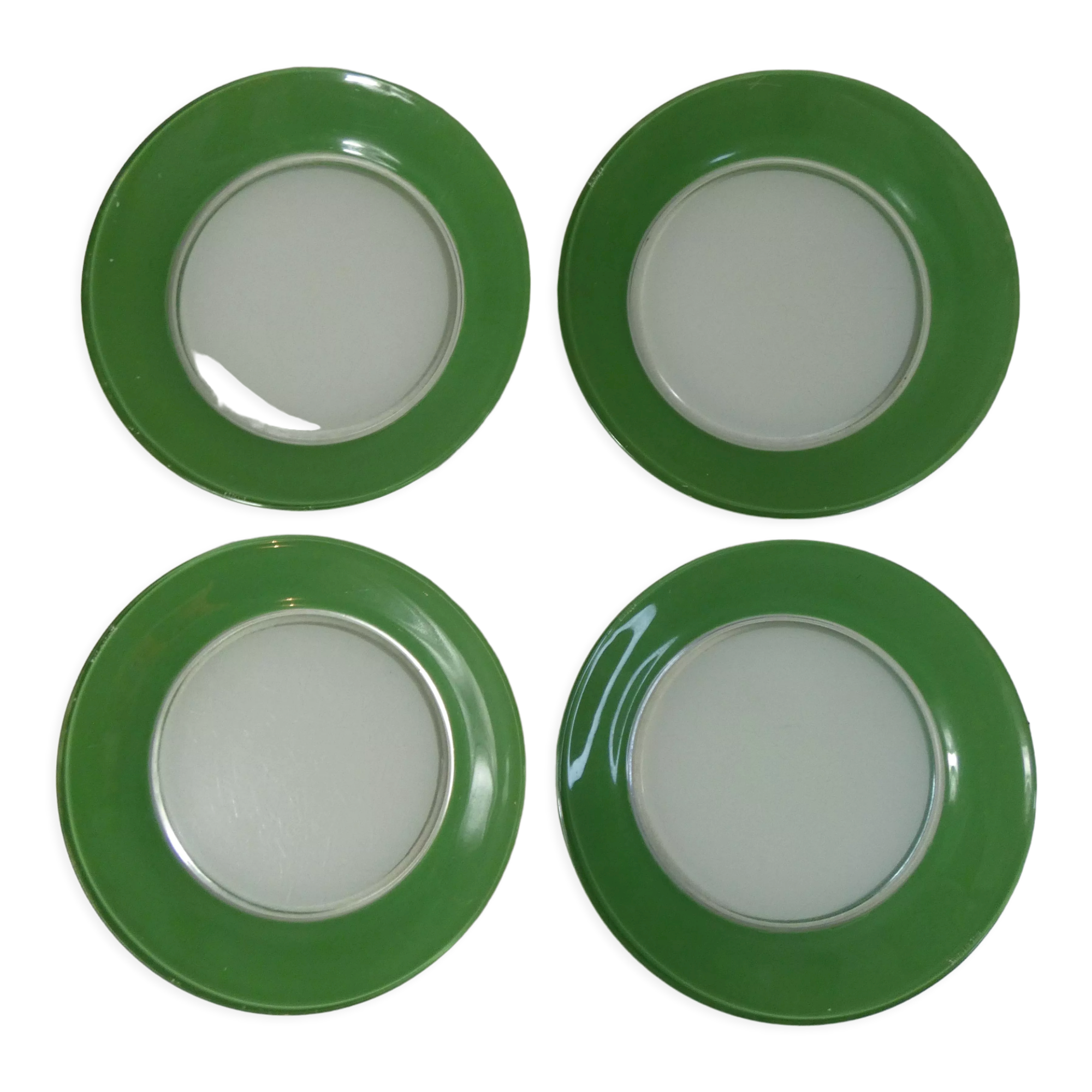 4 flat plate Duralex green Vintage