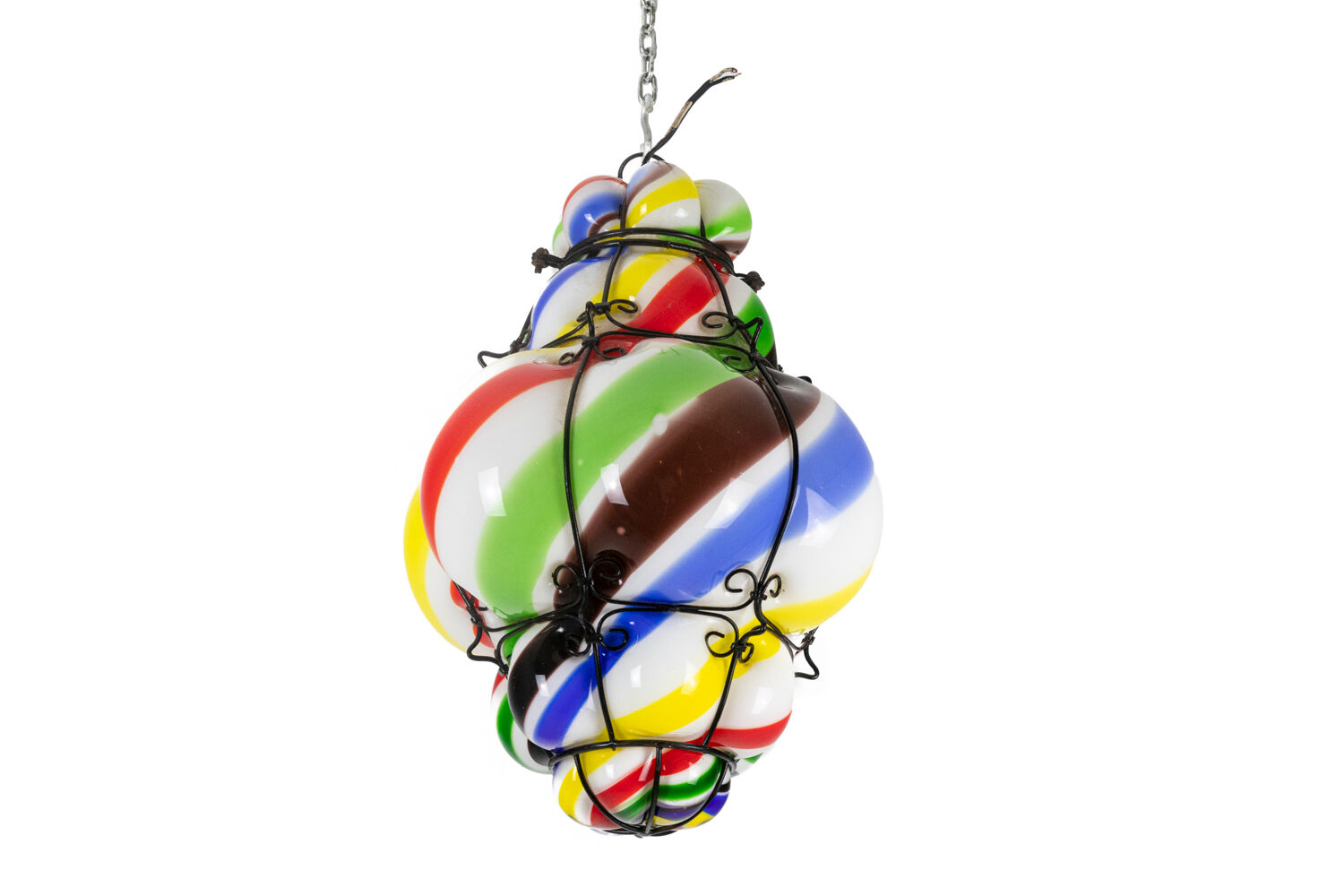 Series of polychrome glass "barley sugar" lanterns, 1950s