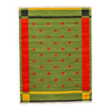 NOS Scandinavian 20th century modern flat weave rug by Karin Bernholm. 227/