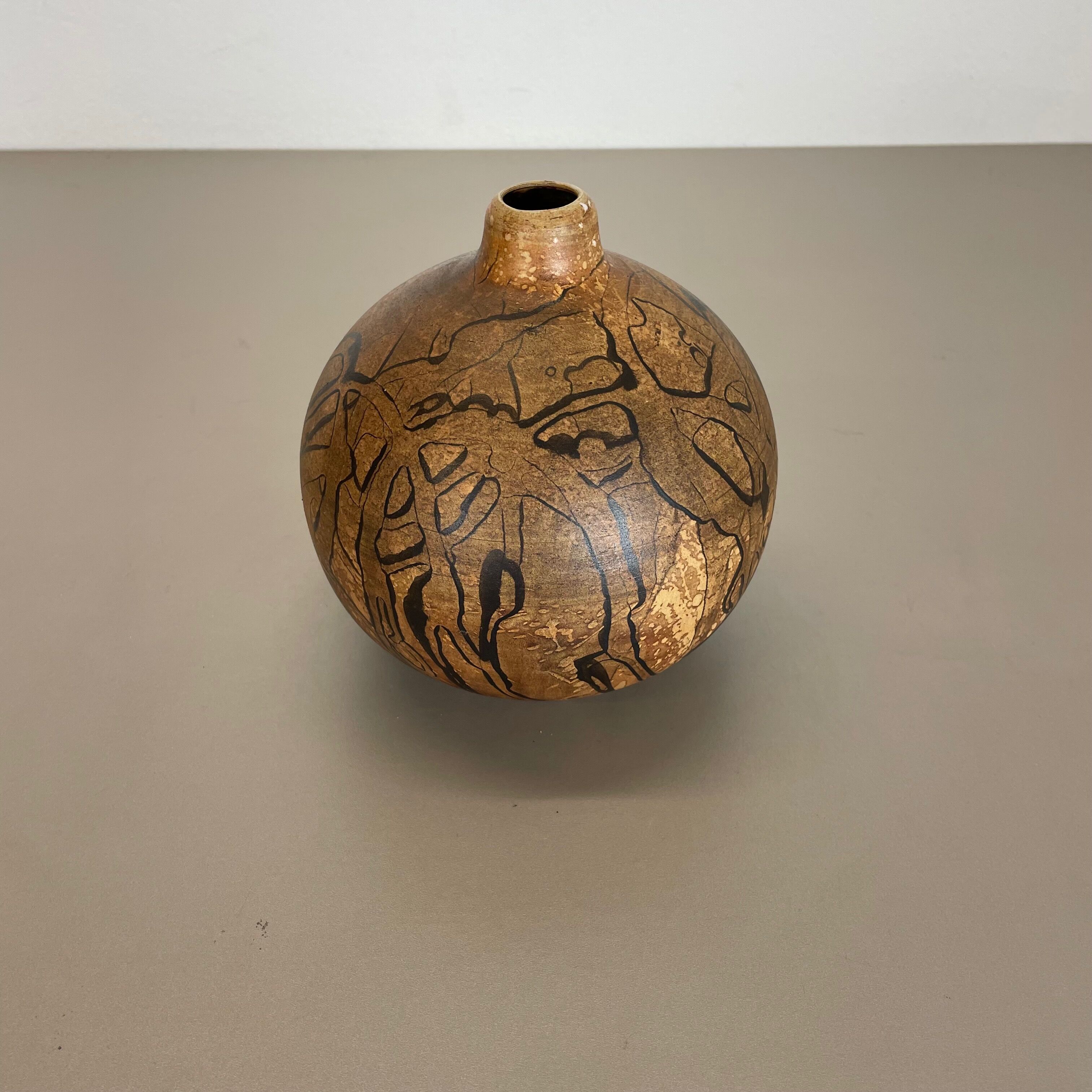Vase en poterie d’atelier en céramique abstraite par Gerhard Liebenthron, Allemagne, années 1970