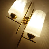 Pair vintage wall lamps 60 glass brass