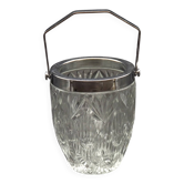 Quality Cut Glass French Vintage Ice Bucket Silver Metal Carry Handle 4507