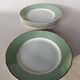 6 flat plates Villeroy & Boch Mettlach celadon green and vintage gold 1960s