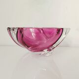 Cendrier en cristal mauve Val Saint Lambert modèle trident