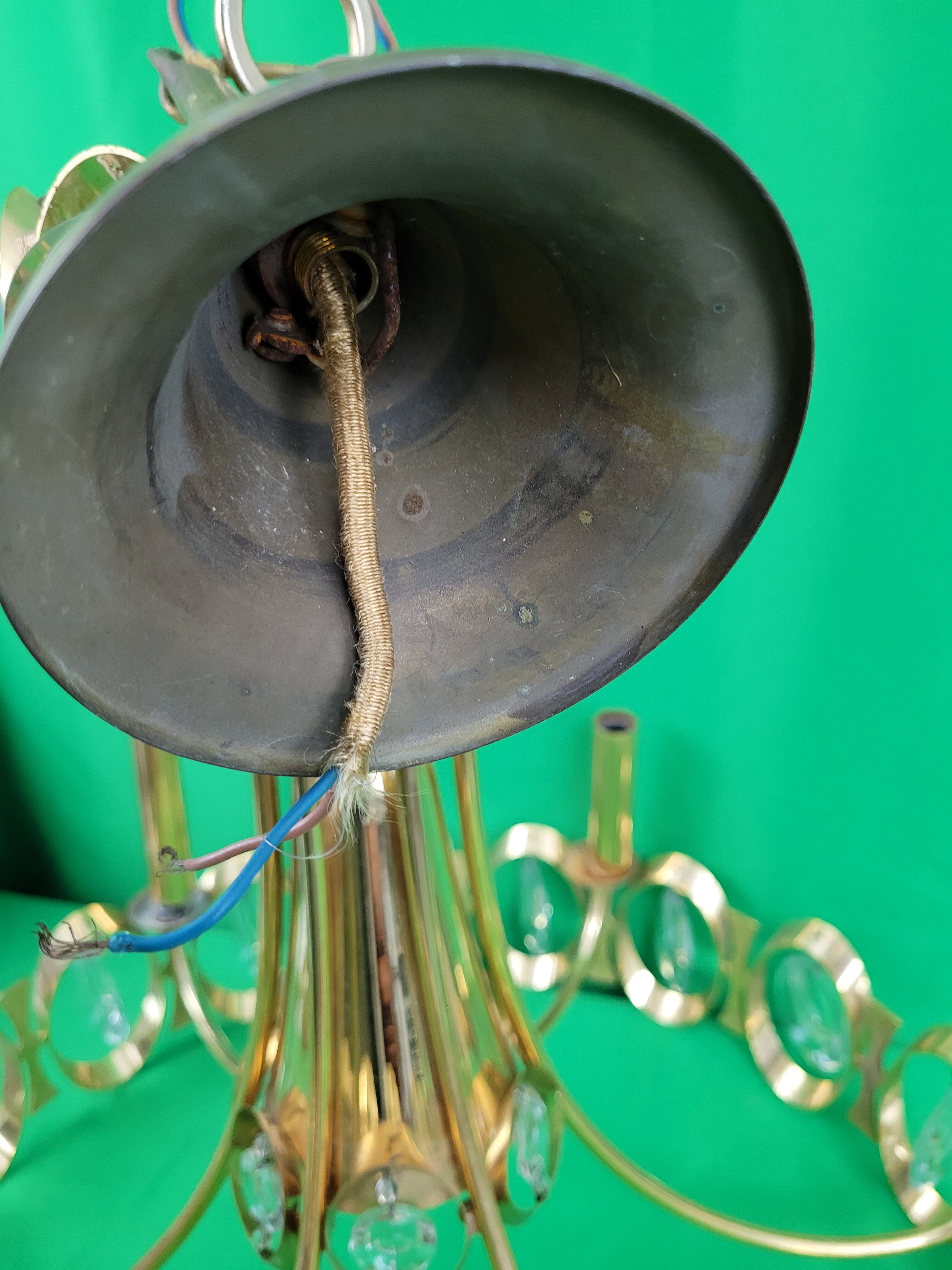 Chandelier in gilded metal and glass from