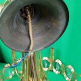 Chandelier in gilded metal and glass from
