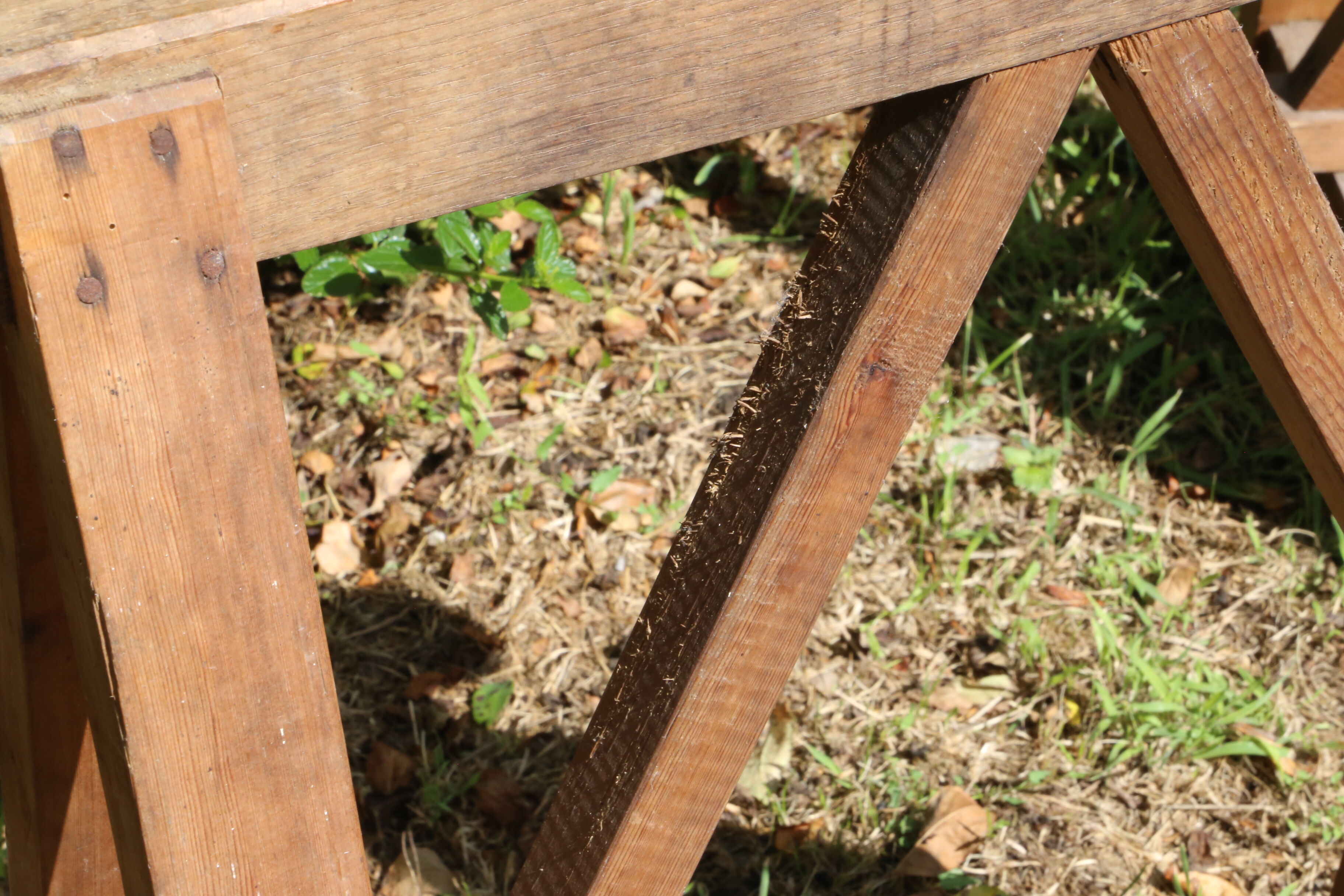 Farm table on trestles, 178 cm x 68 cm
