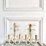 Pair of metal flower wall lights