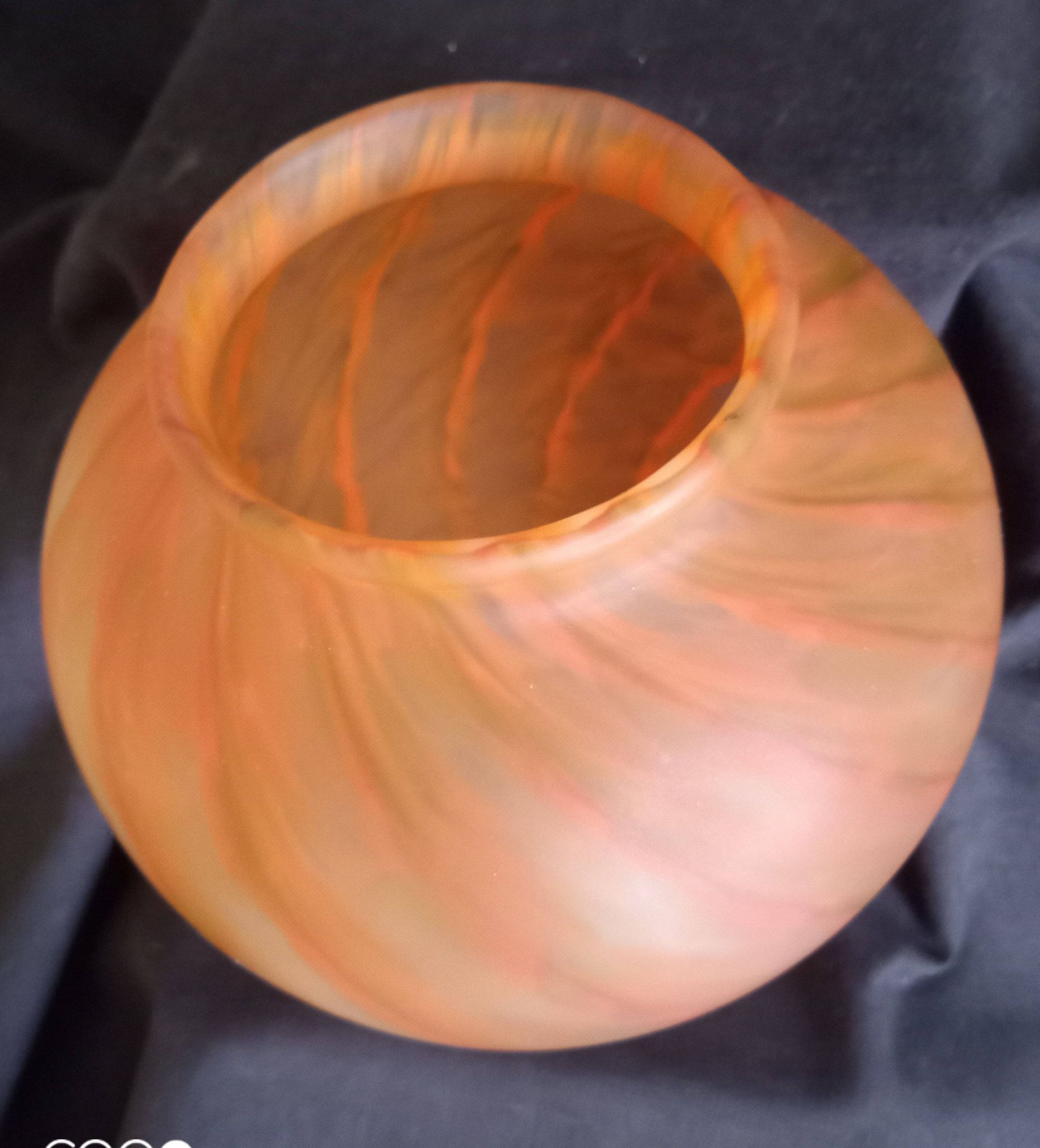 Glass paste vase, orange colour, height - 18 cm.
