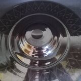 Oval centerpiece in smoked glass, art deco patterns