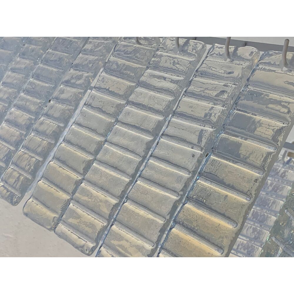 Opalino striped “listelli” murano glass rectangular chandelier