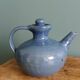 Blue glazed ceramic teapot signed