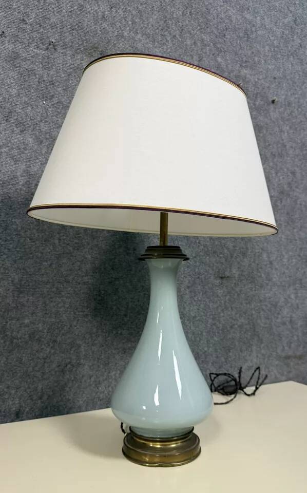 Baluster-shaped lamp in celadon porcelain, Napoleon III period, circa 1880