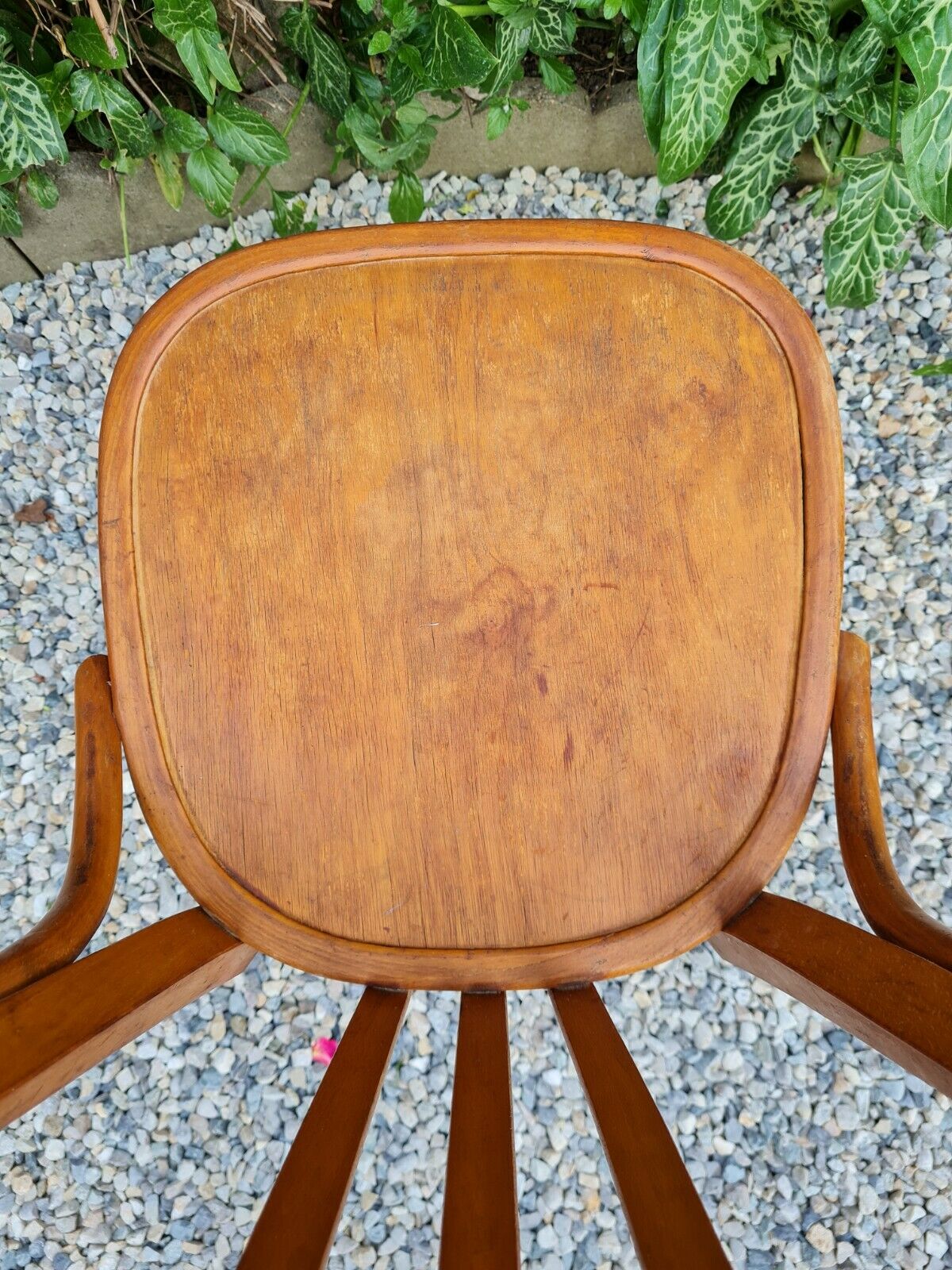Chaise de bureau pivotante en bois vintage