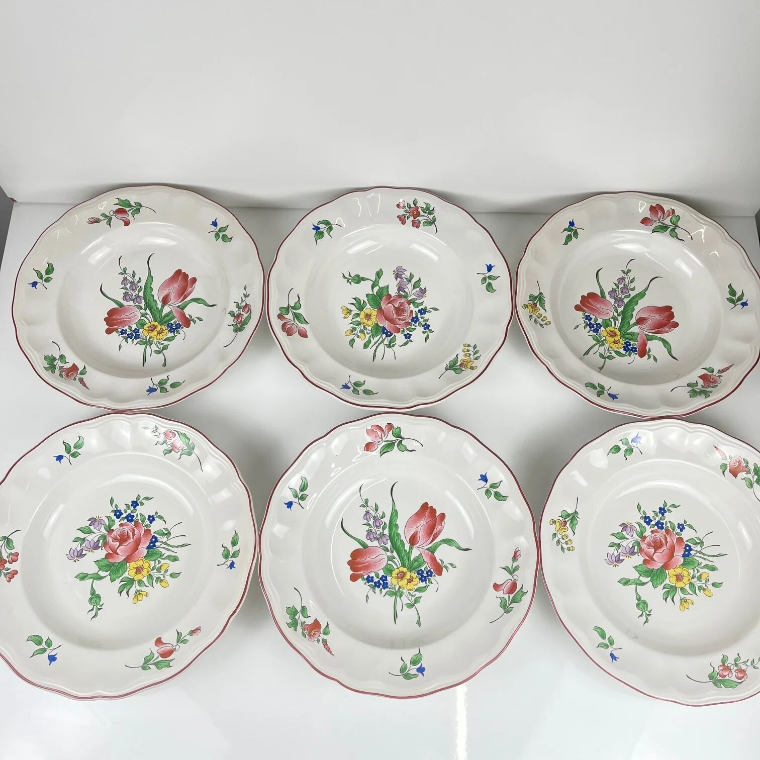 Set of 6 deep plates KG Lunéville "Réverbère"