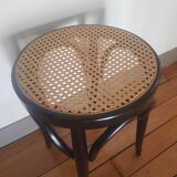Wooden and rattan tabouret