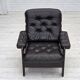 1970s, Danish armchair, brown furniture leather, oak wood.