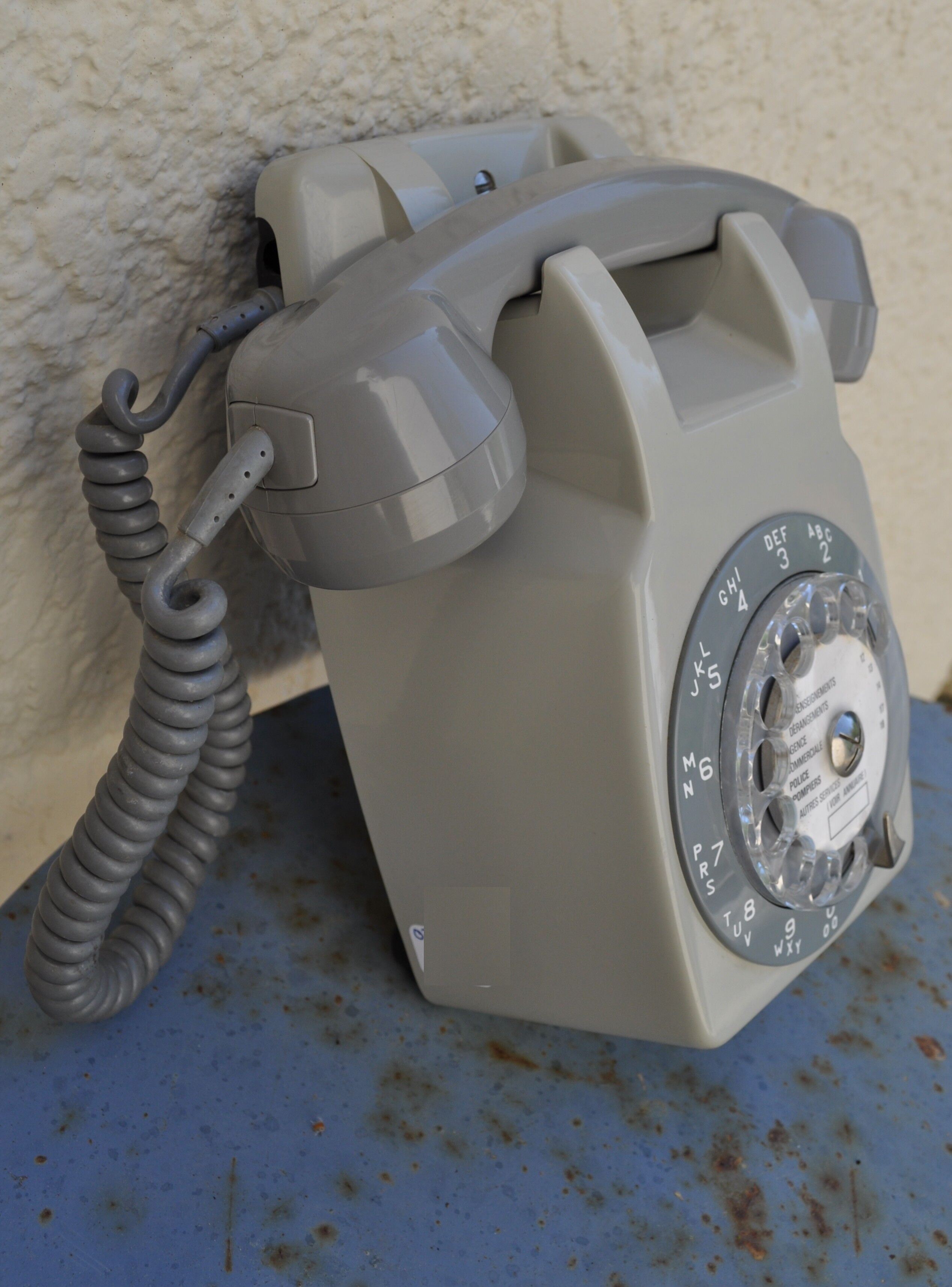 Wall grey vintage phone