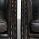Set of 2  black/grey sheepskin leather club chairs