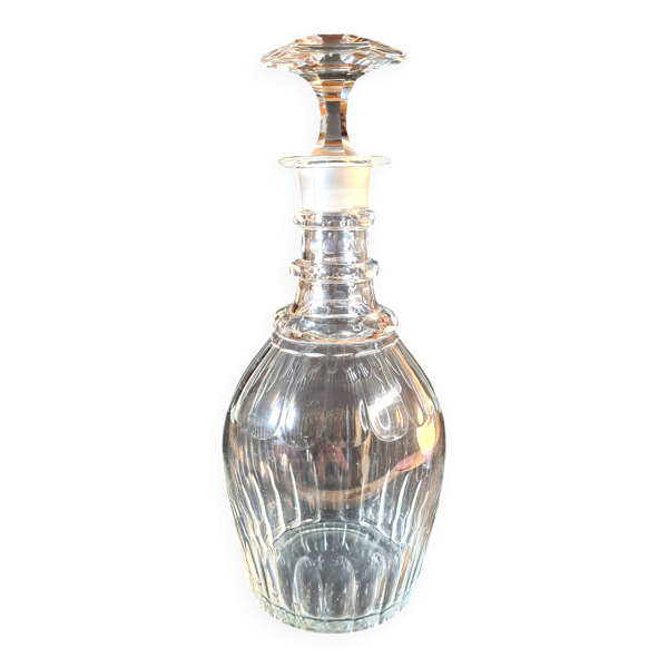 Titre : Grande Carafe Géorgienne en Cristal – Col à 3 Anneaux & Bouchon Cha