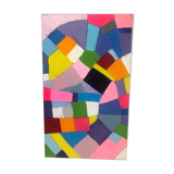 Tableau huile couteau abstrait rose