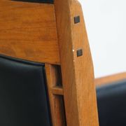 Black Cowhide Leather and Wooden Art Deco Armchair