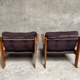 Pair of vintage pine armchairs 1970 1980 design look