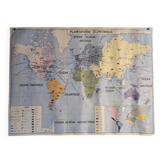 School map - political planisphere and economic planisphere