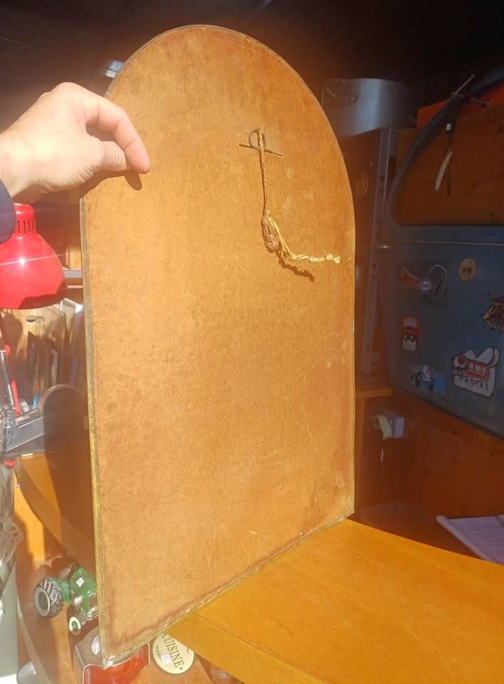 Vintage brass arched mirror