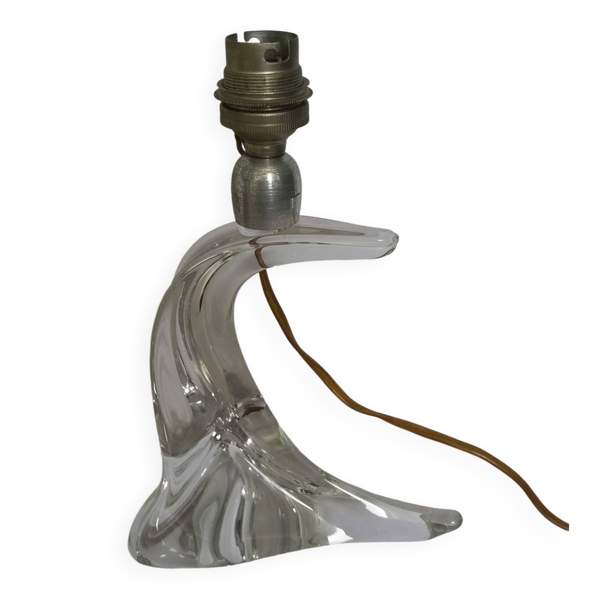 Saint-Louis crystal lamp with a free-form wave base.