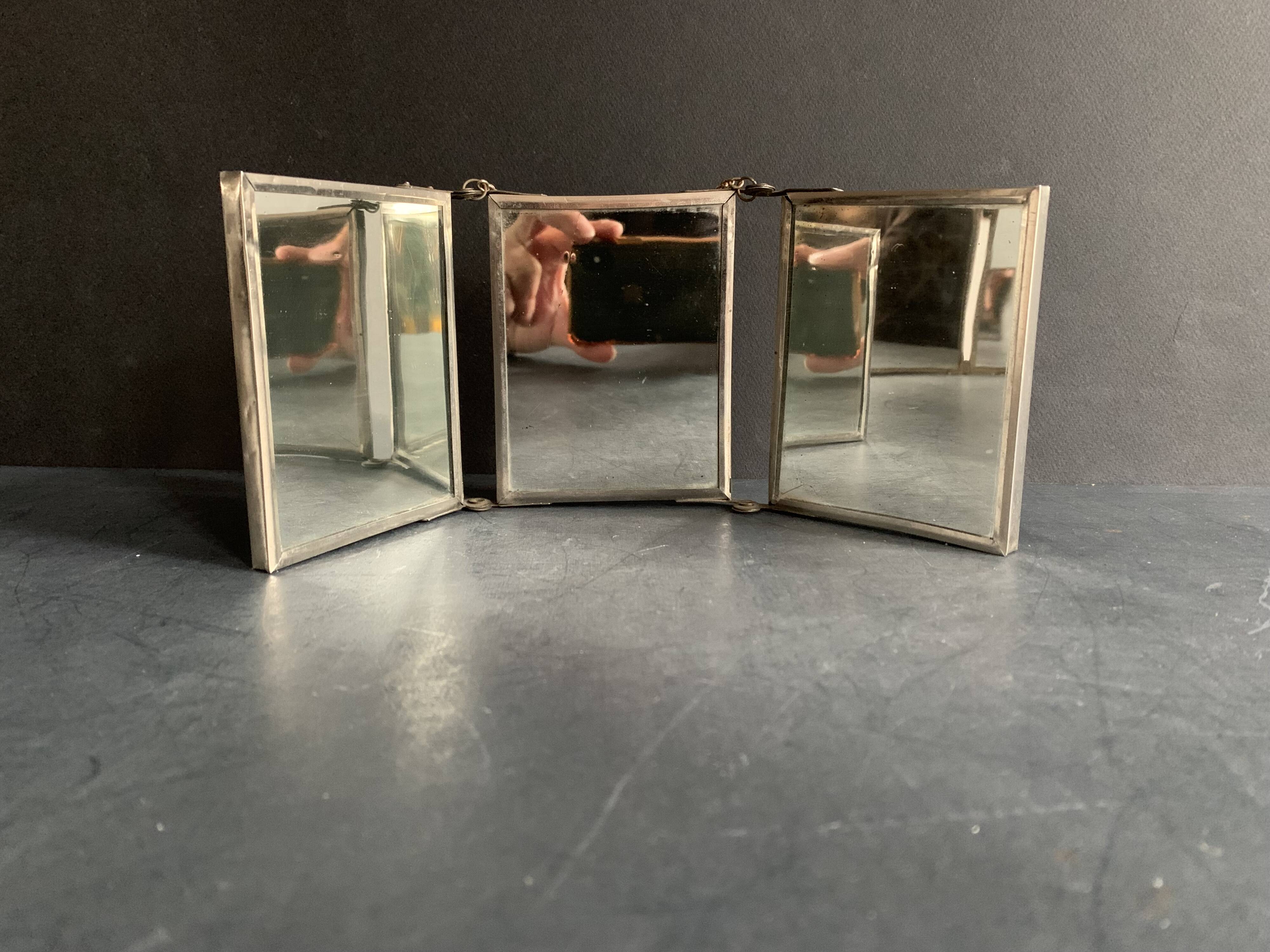 Miroir triptyque miniature, illustration exposition universelle de 1900