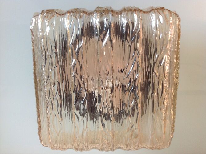 Plafonnier carré en verre ambré par RZB Leuchten  vintage années 60-70