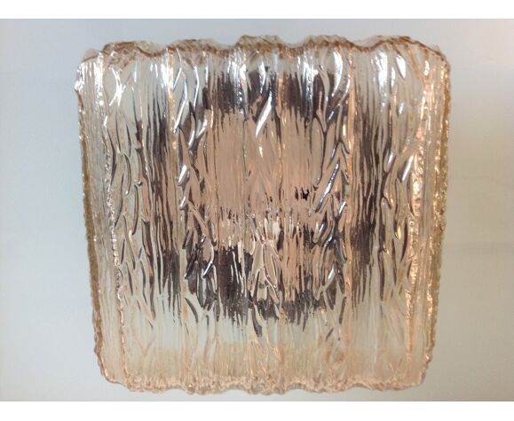 Plafonnier carré en verre ambré par RZB Leuchten  vintage années 60-70