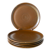Set of 5 large flat plates in stoneware, 1970.