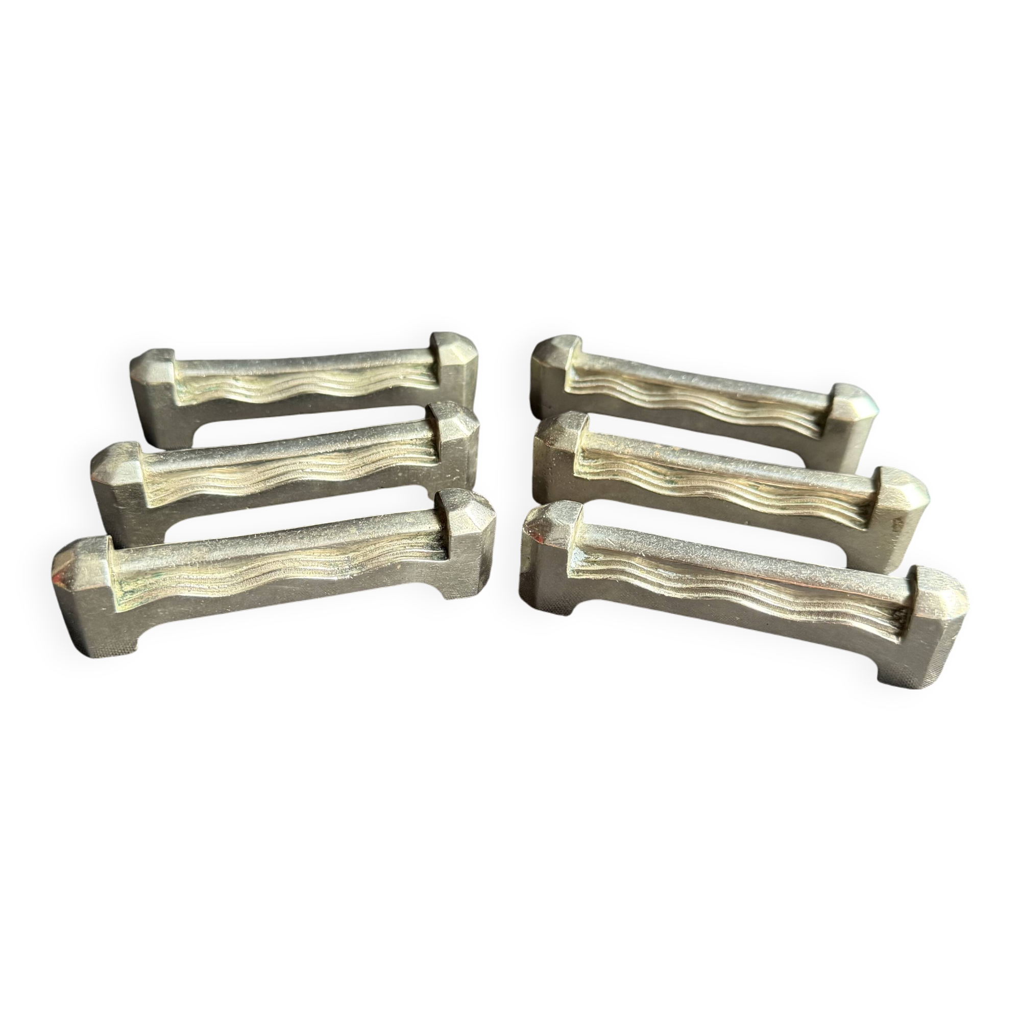 6 Knife rests – Silver-plated bronze – Art deco